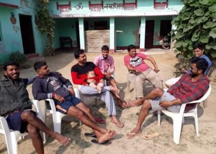 With friends at Sirauna village