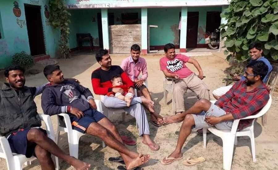 With friends at Sirauna village